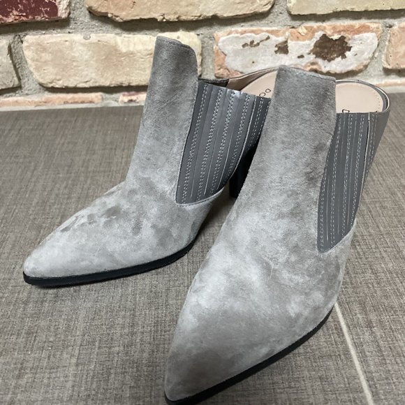 donald pliner Varet Grey Gray Suede High Heel Mules Nib 8 - Picture 4 of 10